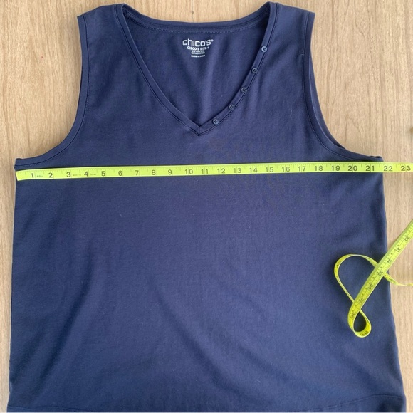 Chico's Sleeveless V-neck Tank Top Navy Blue Chicos Size 4 Women's XXL Size 20 - Picture 5 of 14